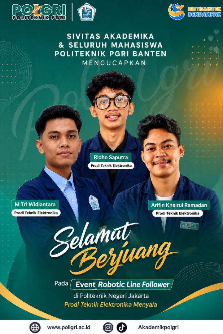 Tiga Mahasiswa Teknik Elektronika Politeknik PGRI Banten Ikuti Event Robotic Line Follower di Politeknik Negeri Jakarta